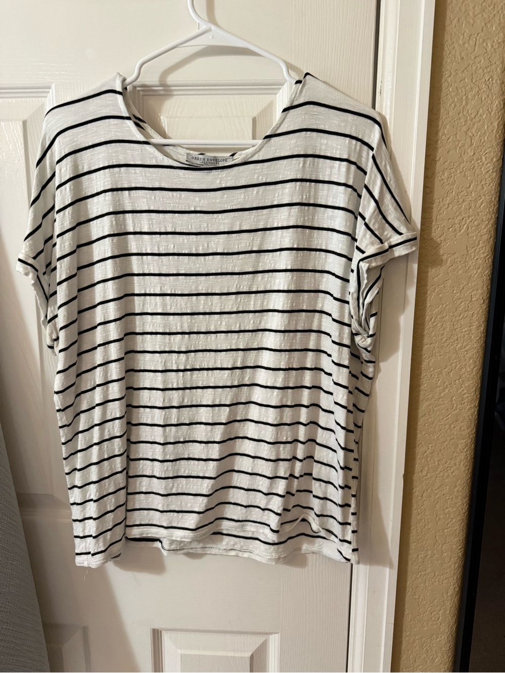 White and Black Stripe Crewneck Tee